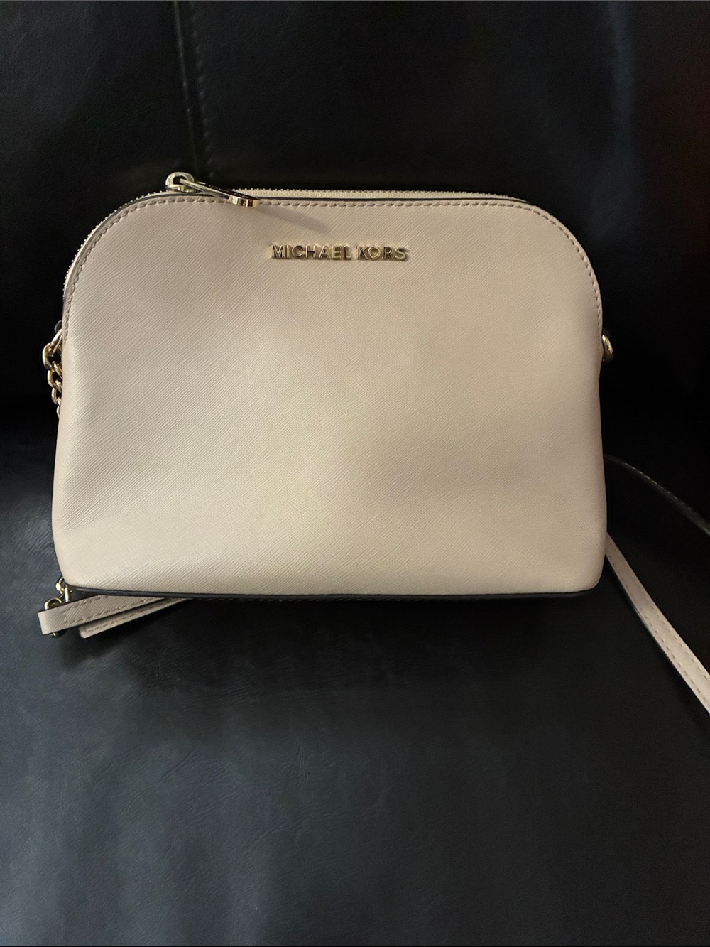 Michael Kors Cream Dome Crossbody with Gold Hardware